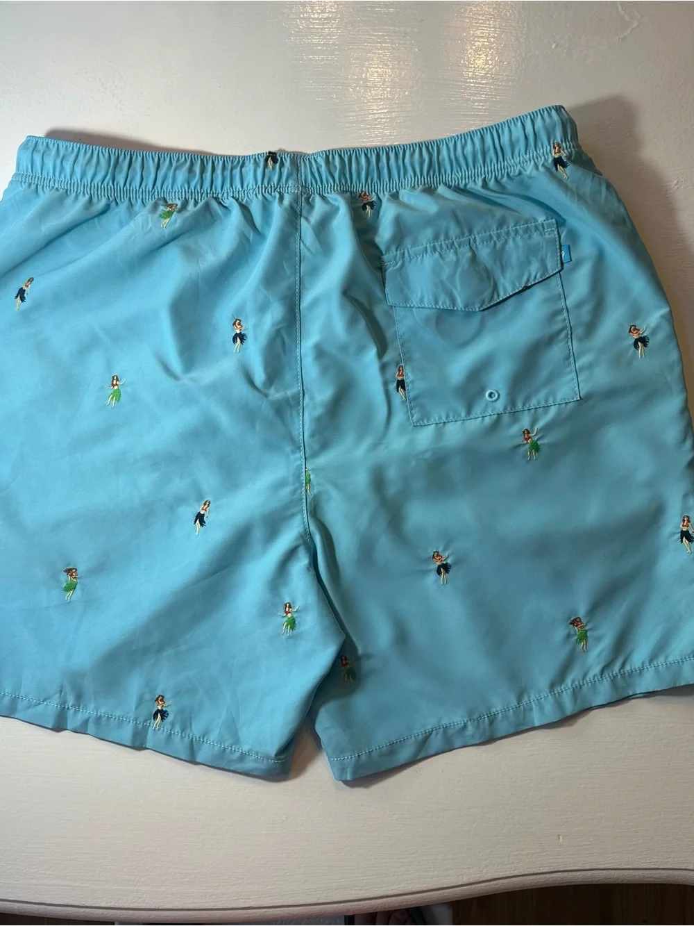NWT Tommy Bahama XL/TG Men’s Light Blue Hula Dancer Swim Board Shorts,UV PROTECT - Picture 7 of 10